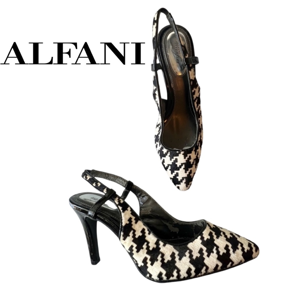 Alfani Black and White Houndstooth Slingback Heels